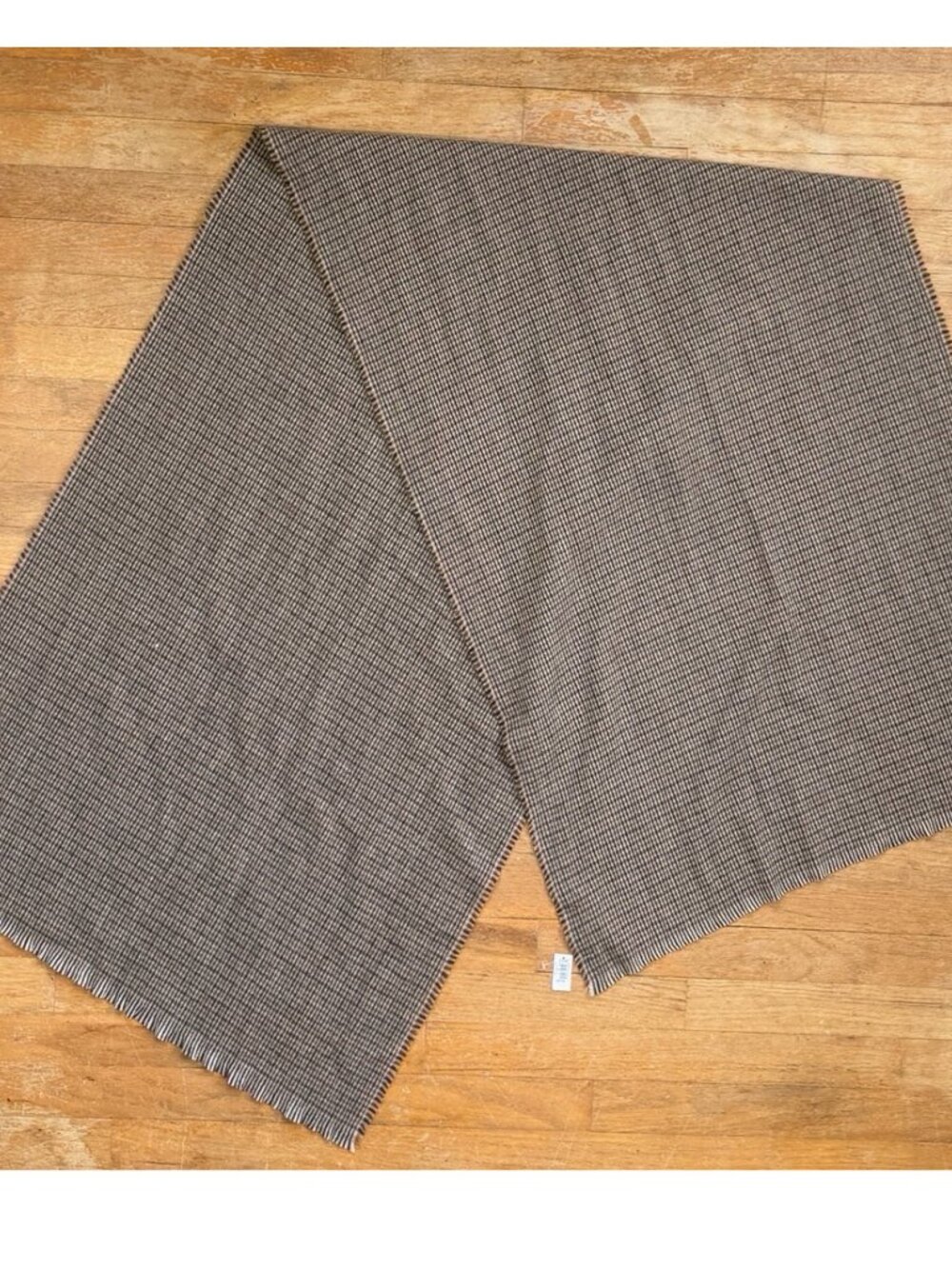 NWT Banana Republic Check Brown Black Wide Scarf Men's Polyester Fringed